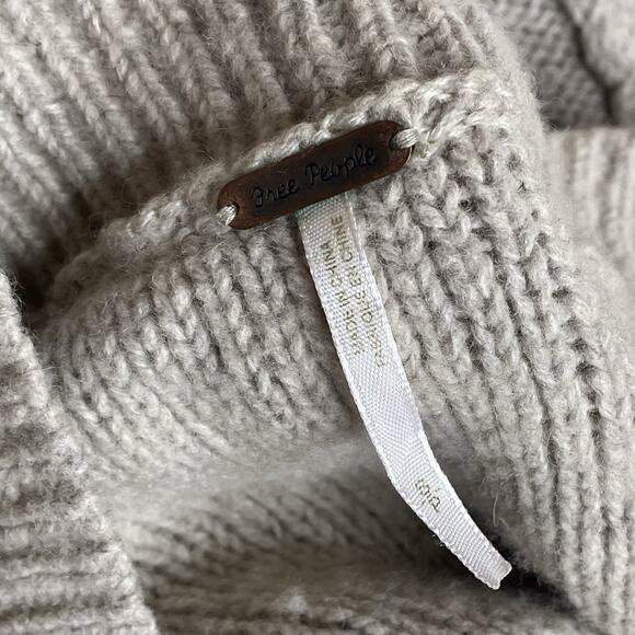 Free People Wool Blend Cardigan Sweater S Boho Coquette Cottagecore Lace Hem - Picture 2 of 5